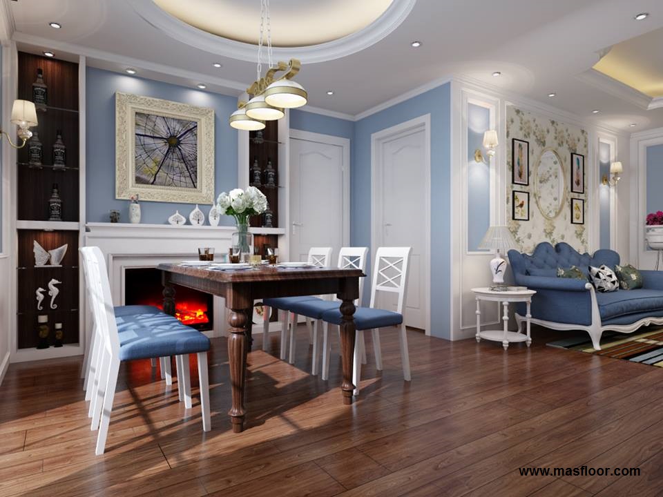 Sàn gỗ cao cấp có khả năng chịu nước tốt thích hợp cho khu vực bếp nhà chung cư
